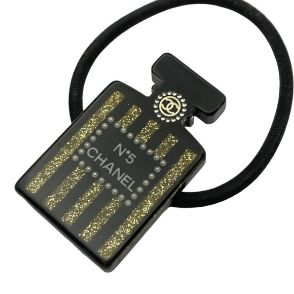 CHANEL Black and Gold perfume bottle hair tie elastic 2017 - Picture 1 of 3